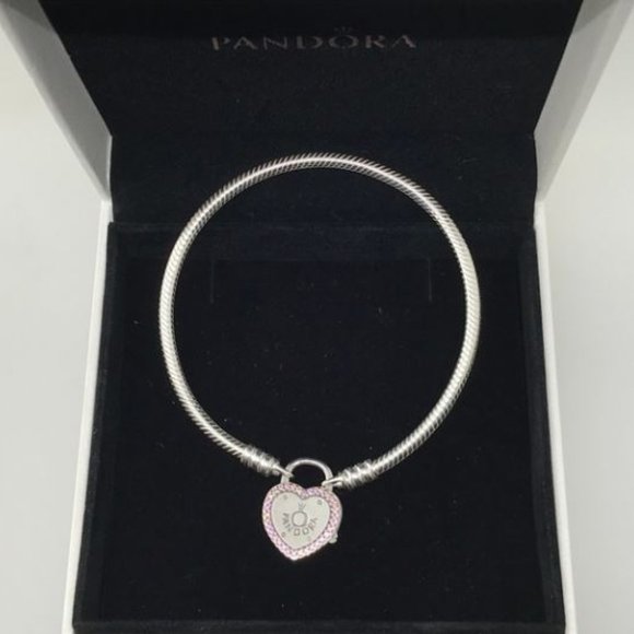 Pandora Pink Heart Padlock Clasp Snake 
